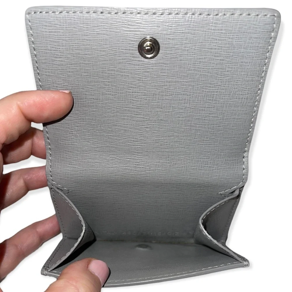 BALENCIAGA Mini Wallet Grey Saffiano Leather Trifold Wallet Dust Bag Box EUC - Picture 3 of 13